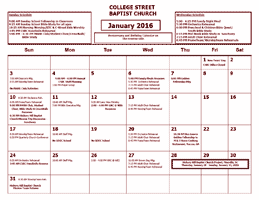 January, 2016 Calendar